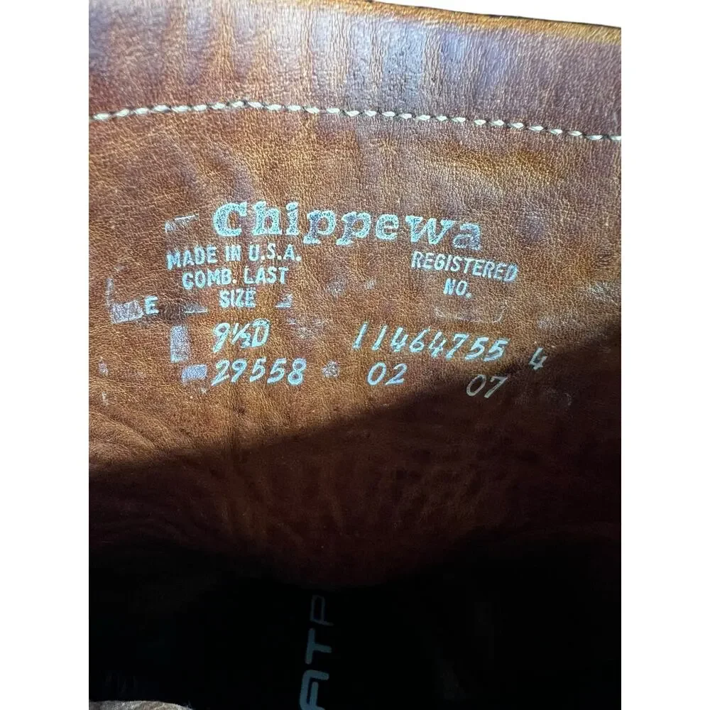 Vintage Chippewa Briar Bison Brown Leather Biker Harness Boot Size US 9.5 D